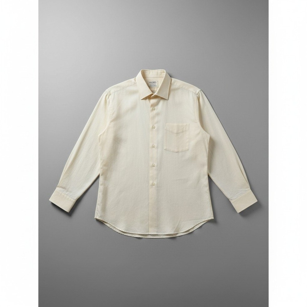 Arrow Decton Perma-Iron Broadcloth Shirt, Men's Cream Long Sleeve, Vtg USA Made